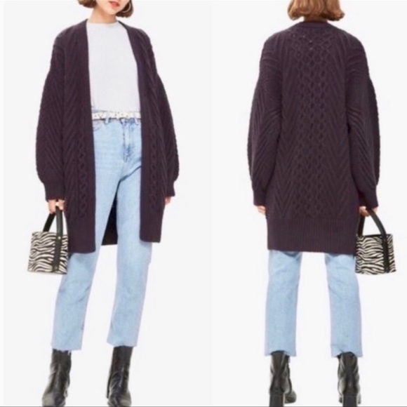 Topshop Sweaters - Topshop Chunky Knit Oversized Cardigan Sweater Size 6 Open front Balloon Sleeve